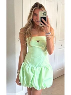 Amanda Uprichard Faith Drop Waist Strapless Bubble Mini Dress Club Party Medium